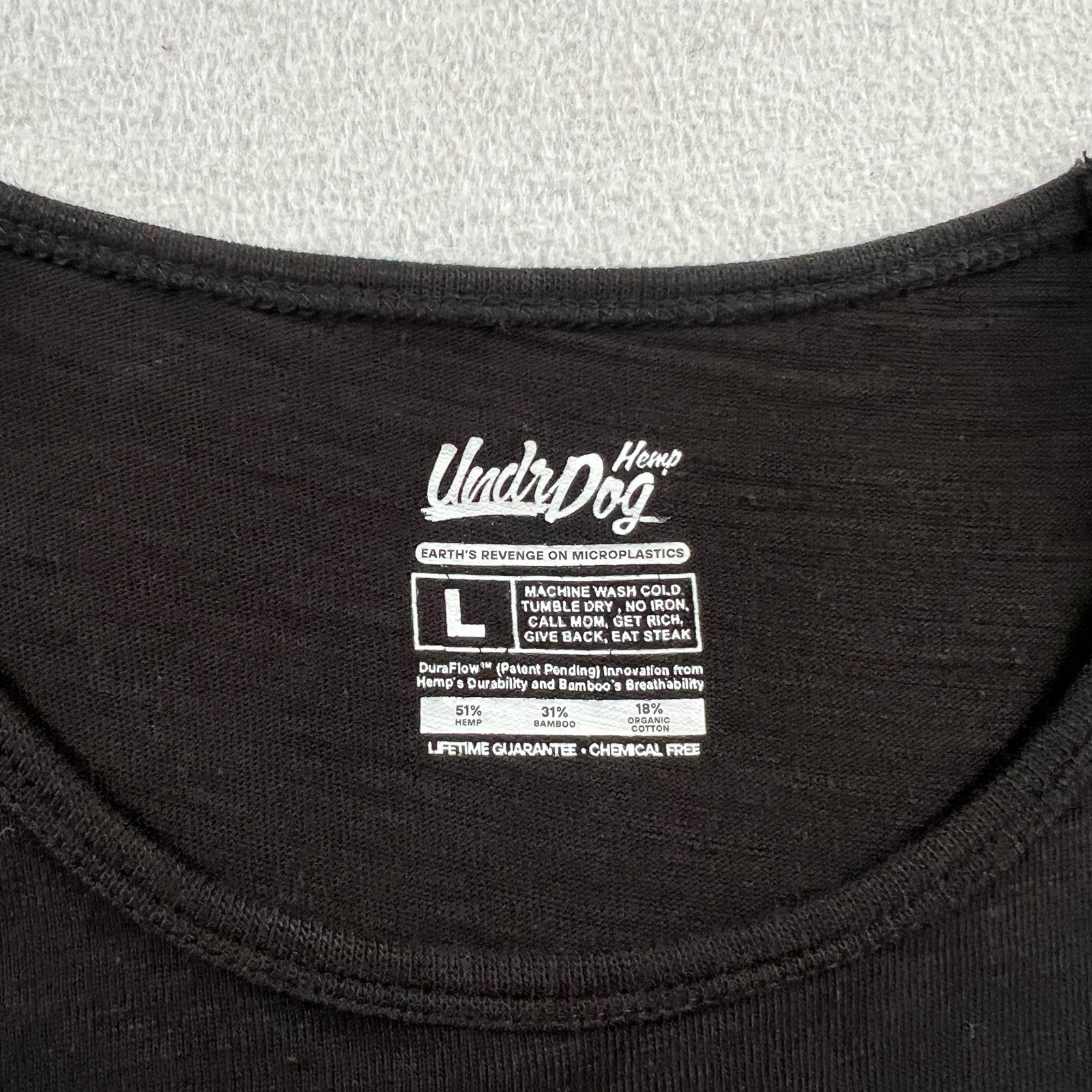 Underdog Undrdog Hemp Black Bamboo Organic Cotton Duraflow Short Sleeve Shirt L gallery