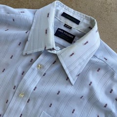 1990s VAN HEUSEN BLUE PATTERNED VINTAGE LONG SLEEVE BUTTON UP SHIRT LARGE