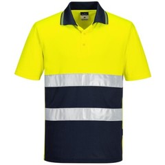 Portwest Hi Vis Lightweight Contrast Polo Shirt Short Sleeve Safety Workwear Top