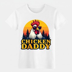 Chicken Daddy Retro Sunset Casual Cotton T-Shirt Father’s Day Gift