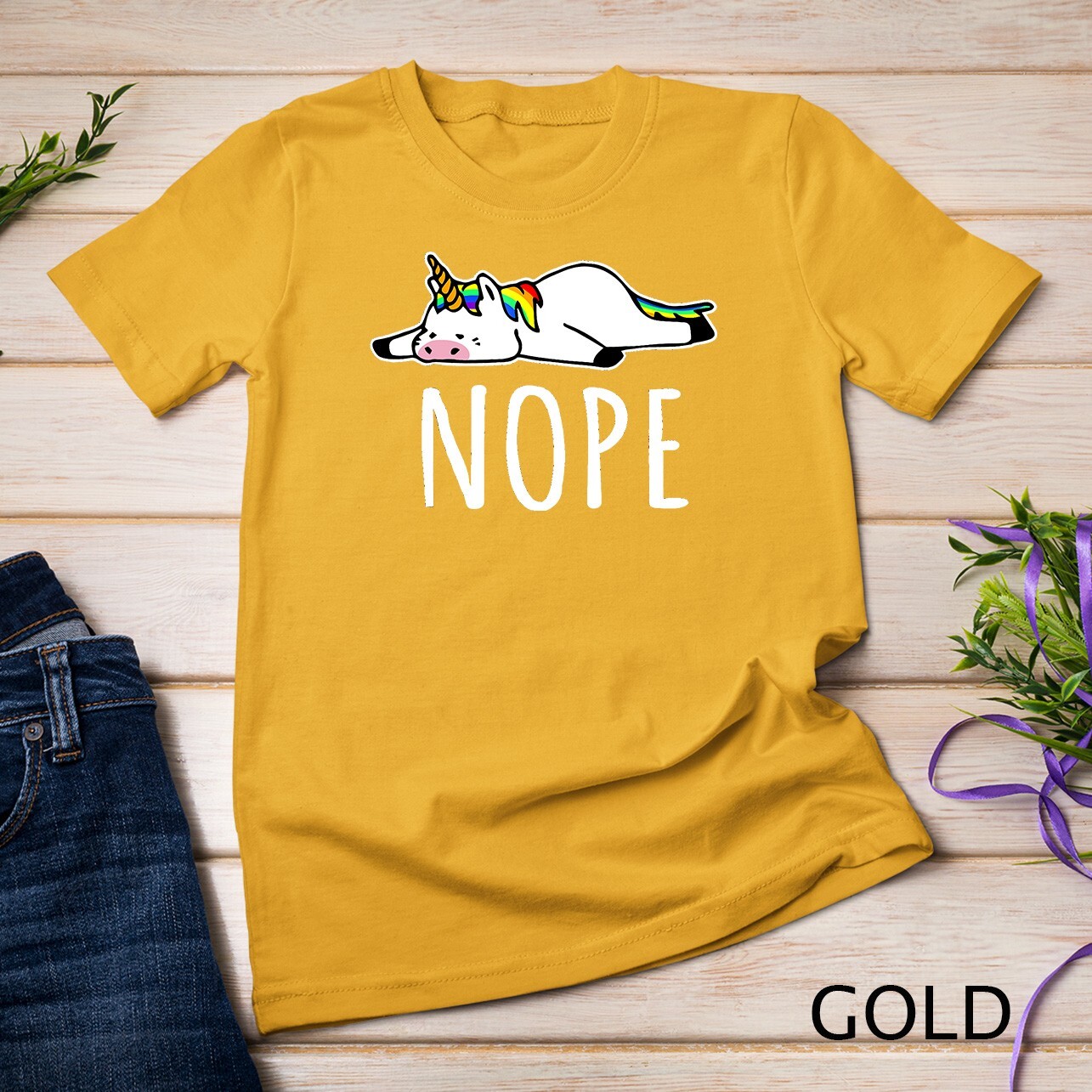 Nope Unicorn T-Shirt Nah Not Gonna Do It, Funny Lazy Gift Unisex T-shirt gallery