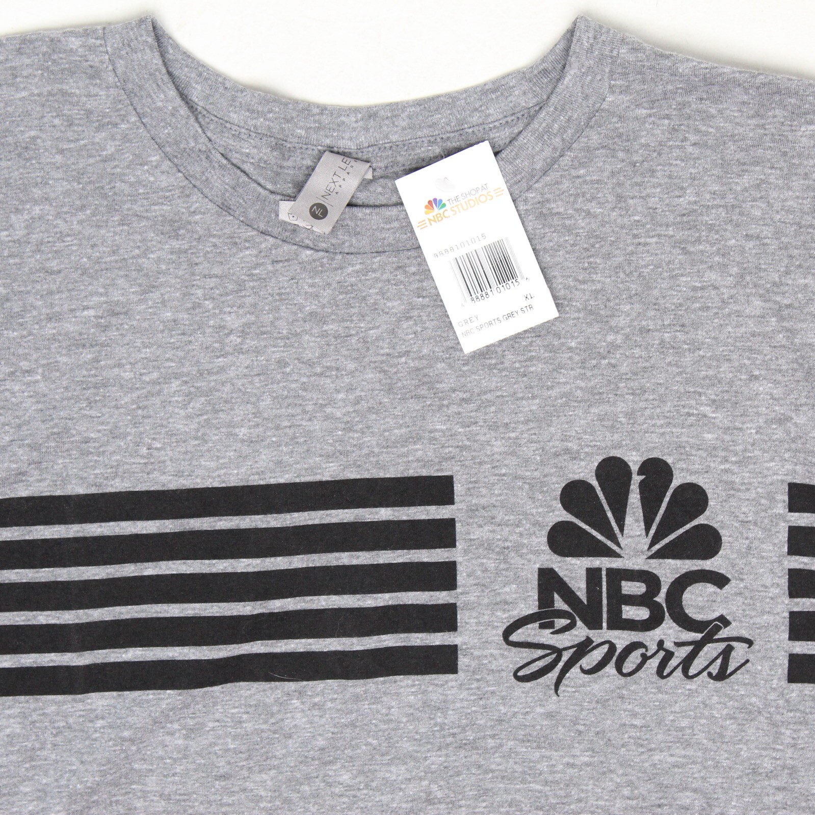 NBC Sports T Shirt Mens XL Heather Gray Grey Black Stripe Polyester Cotton Rayon gallery