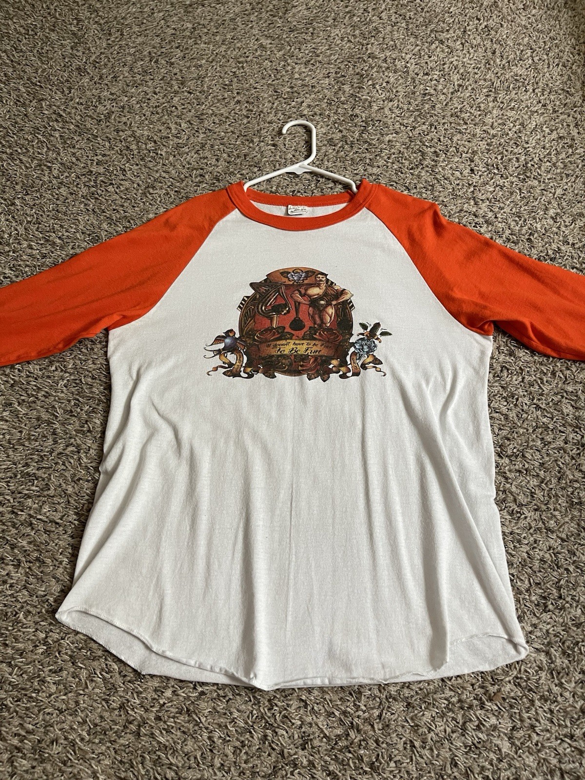 Crossfit Omaha Baseball 3/4 sleeve tshirt Orange white adult XL gallery