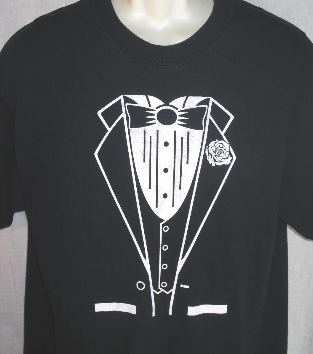 TUXEDO tee T shirt sz L Formal PROM Black gallery