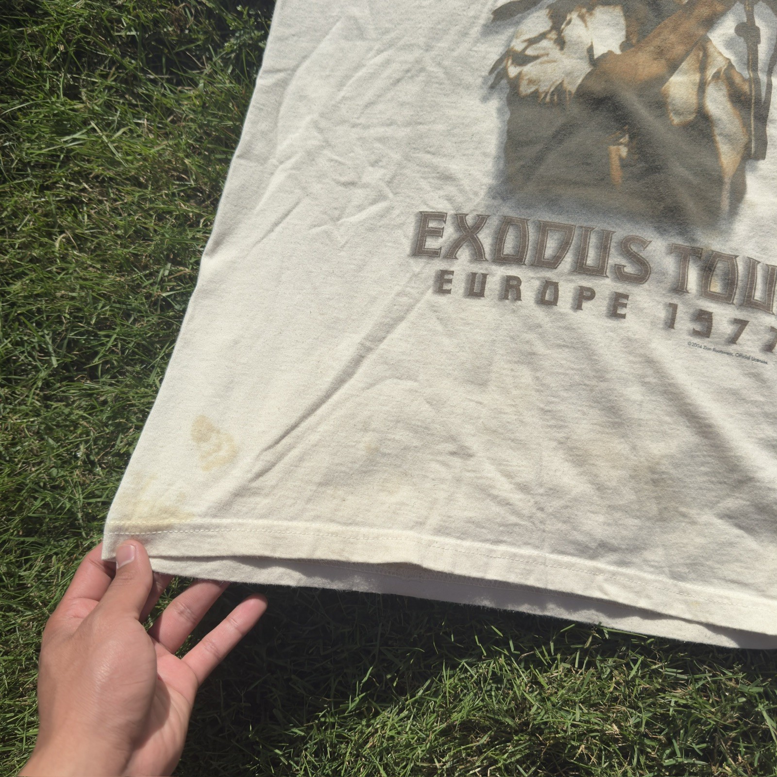 Vintage Bob Marley Exodus Tour Europe 1977 Graphic T-Shirt White Size L gallery
