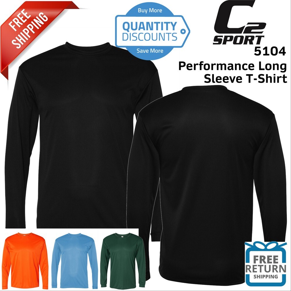 C2 Sport Mens Long Sleeve T Shirt Polyester Moisture Management 5104 Up To 3XL gallery