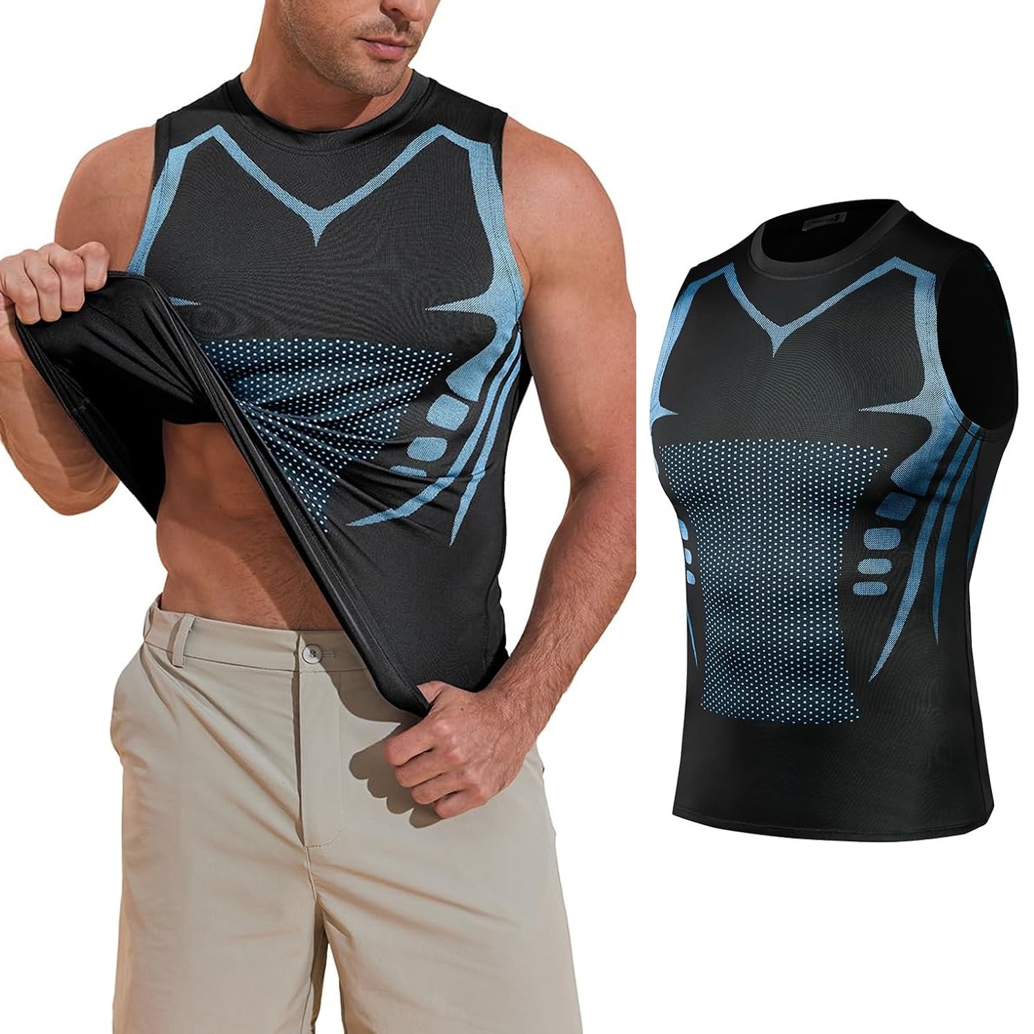 Men's Compression Shirt Ionic Shaping Sleeveless Vest Sports Base Layer Tank Top gallery
