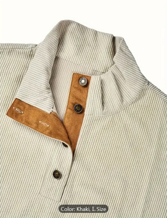 Long Sleeve Stand Collar Henley Style Ribbed Mens Casual Solid color Button neck gallery