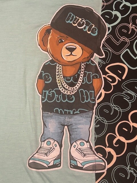 Vibes by Bailey Hustle Bear Blue/Black Short Sleeve Legend Rap T-Shirt - Size XL gallery