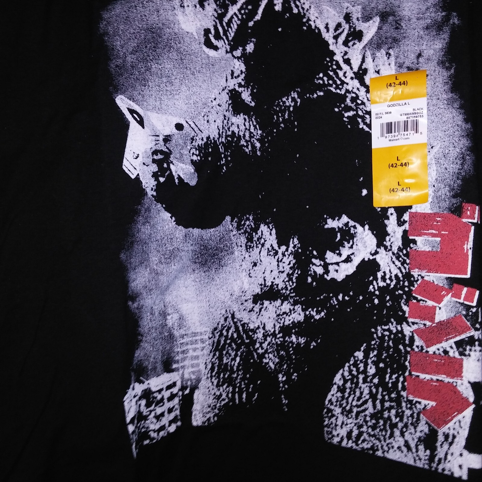 Godzilla T Shirt Mens Graphic Tee Large Black Red Short Sleeve Crew Neck New gallery