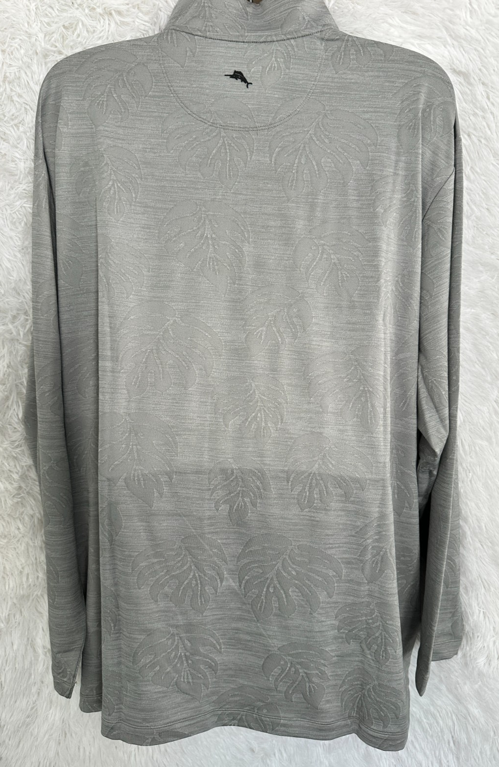 Tommy Bahama Big & Tall Men's Size 3XLB Gray Half Zip Monsterra Fade Shirt NWT gallery
