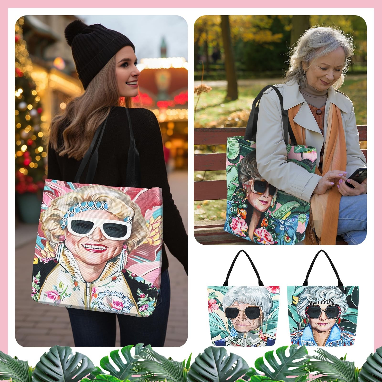 4 Pack Girls Tote Bags Golden Large Shoulder Bag Reusable Canvas Shopping Bag... gallery