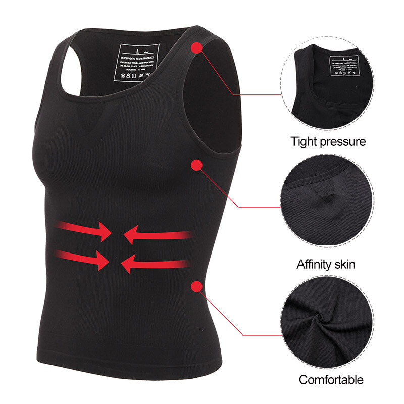Men's Toning Vest Compression Shirt Tank Gynecomastia Belly Control Body Shaper gallery