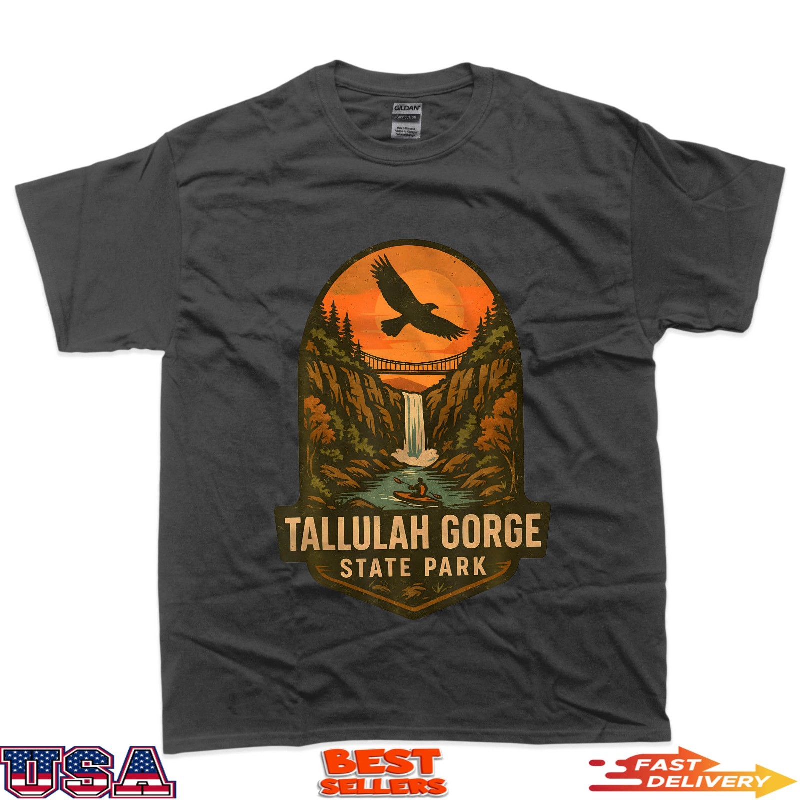 Tallulah Gorge Shirt Waterfall Bridge Kayak Georgia Park T-Shirt gallery