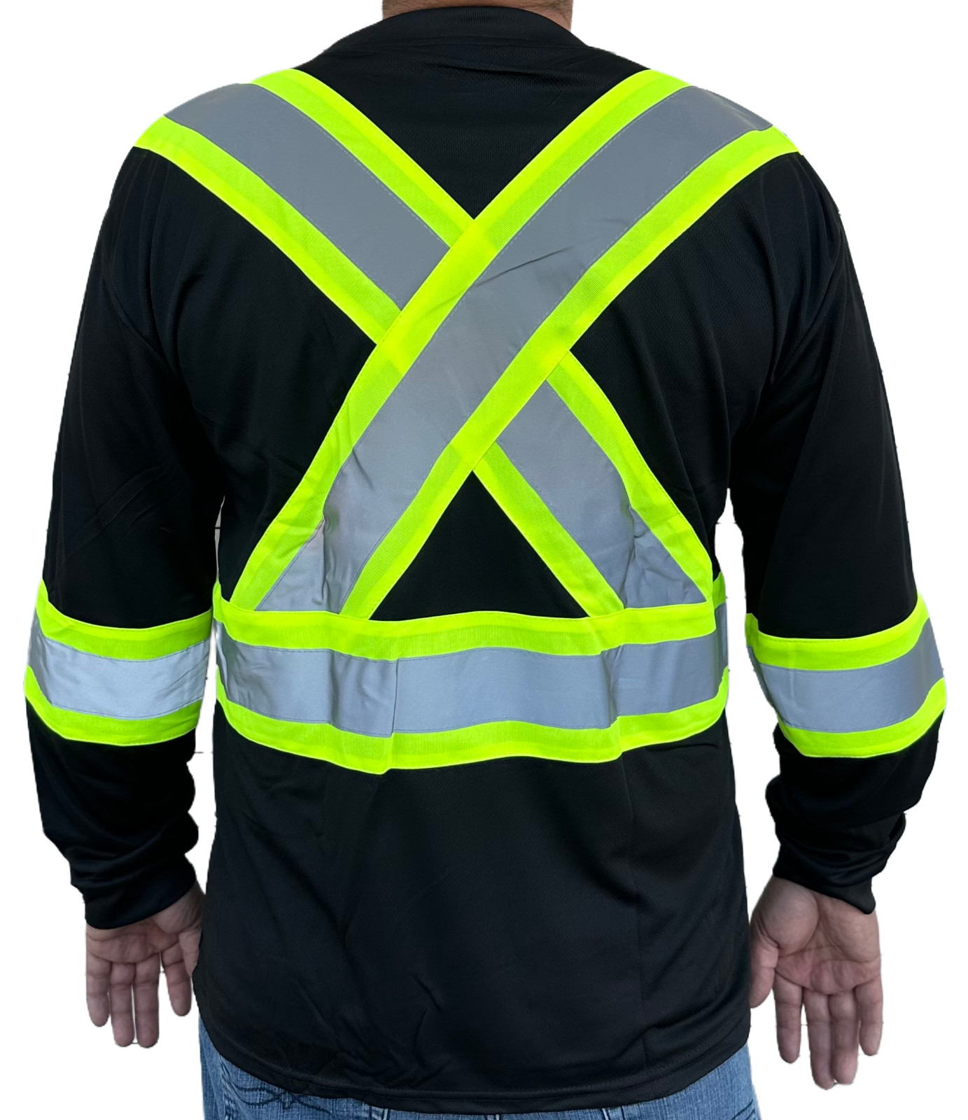 Black High Visibility Safety Shirt With Reflective Stripes Model #904 gallery