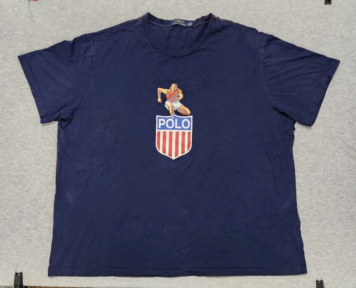 Polo Ralph Lauren Shirt Mens Blue XXXL Olympic USA Track and Field Runner Shield gallery