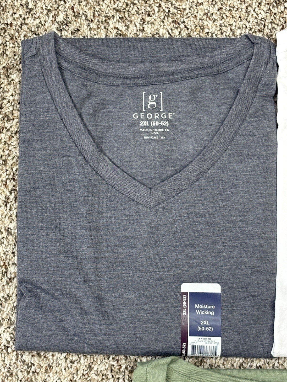 New George 3-PACK Men’s V-Neck T-shirt Tee Moisture Wicking Size 50-52 2XL (G5) gallery