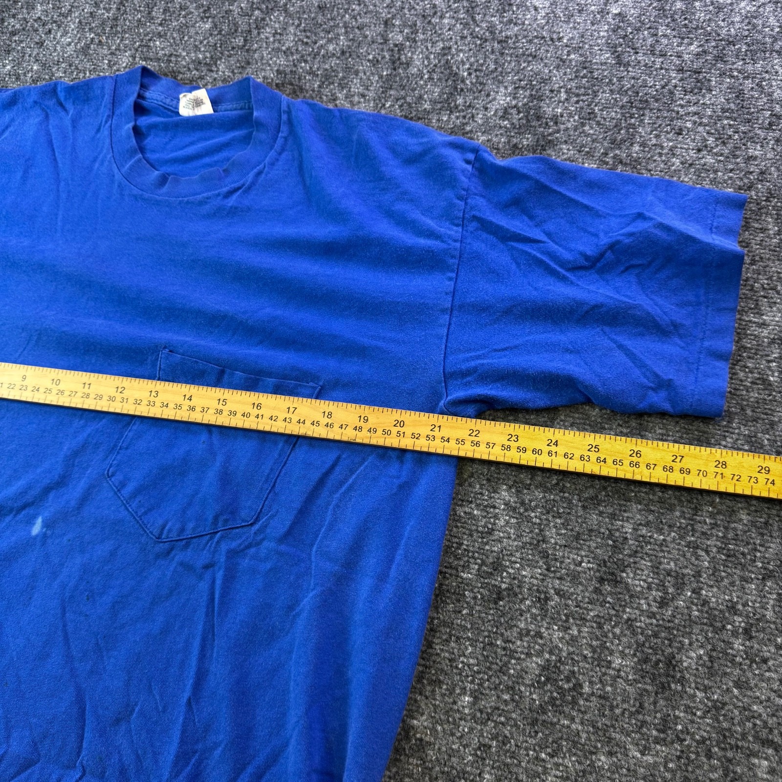 Vintage 90s Le Breve blue distressed Pocket T-Shirt Large 100% Combed Cotton XL gallery