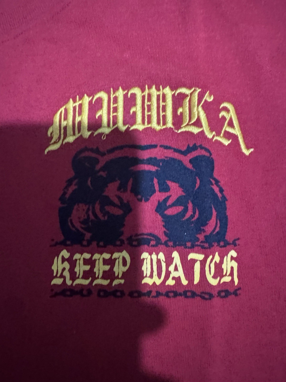Mishka Red Mort Brooklyn Keep Watch Graphic Logo Crew Neck Men's T-Shirt L gallery