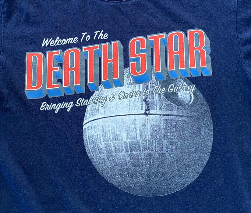 VTG Y2K Star Wars Welcome To The Death Star Navy Blue T Shirt SZ L gallery