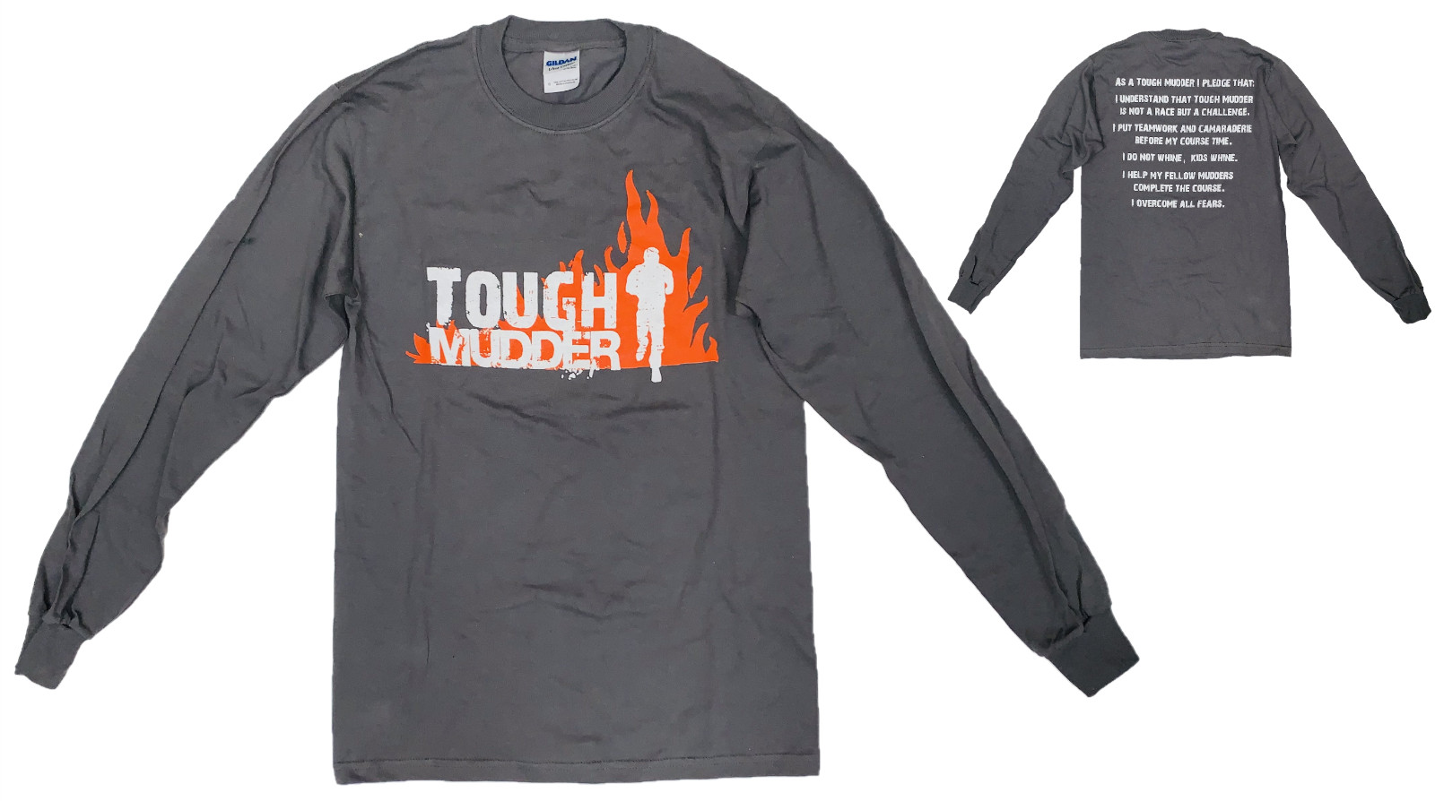 Gildan Ultra Cotton Tough Mudder Challenge Pledge Men Long Sleeve T-Shirt Grey S gallery