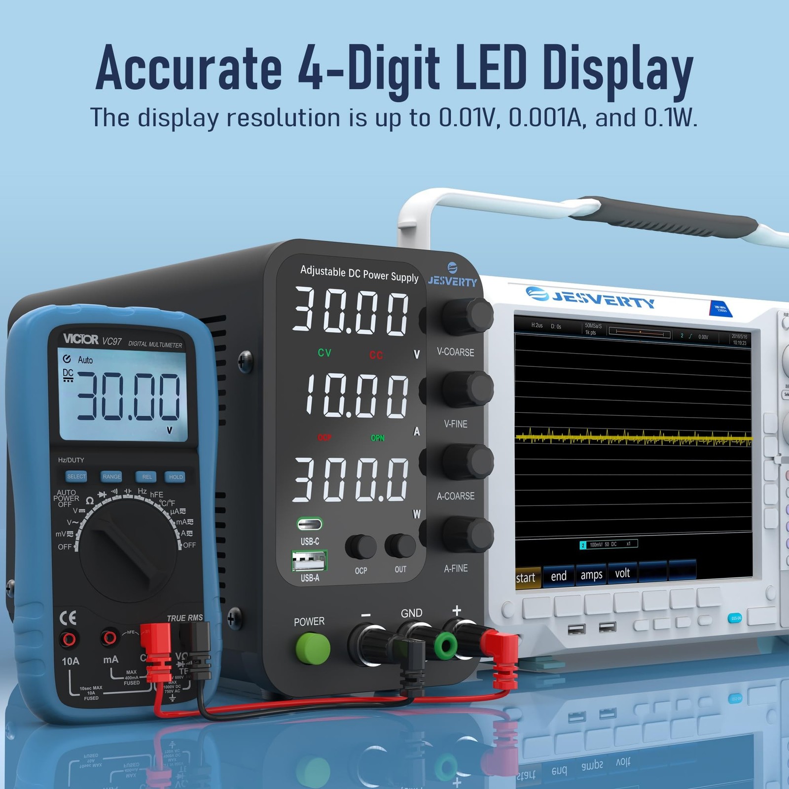 DC Power Supply Variable, 0-32V 0-10A Switching Bench Power Supply with 20W U…