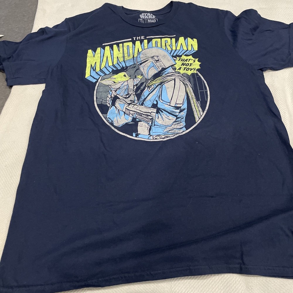 NEW Star Wars Mandalorian Mando & Grogu Navy Graphic Mens T-Shirt Size L (42-44)