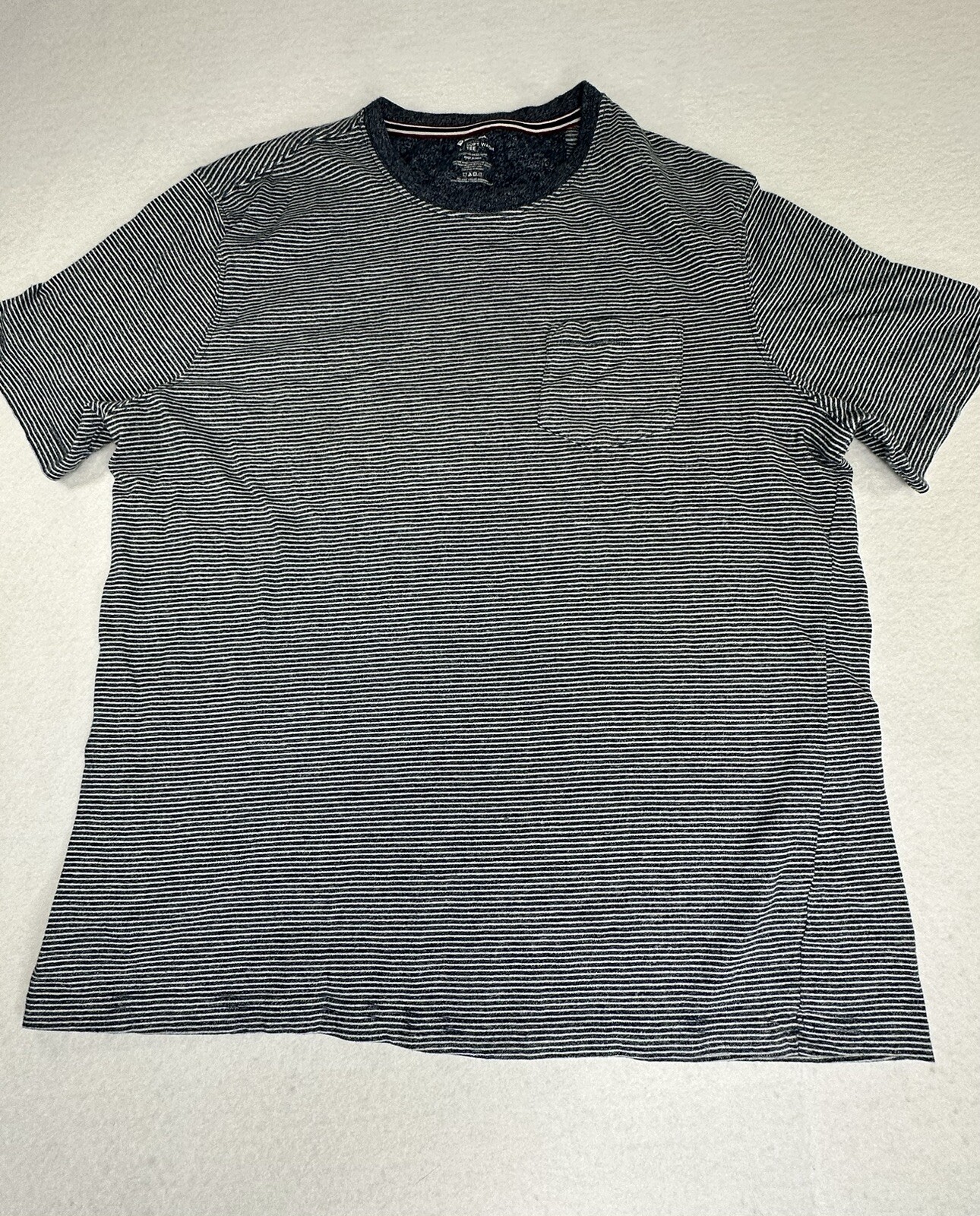 MEMBERS MARK Mens Soft Wash Tee Blue Striped Short Sleeve Size Large L gallery