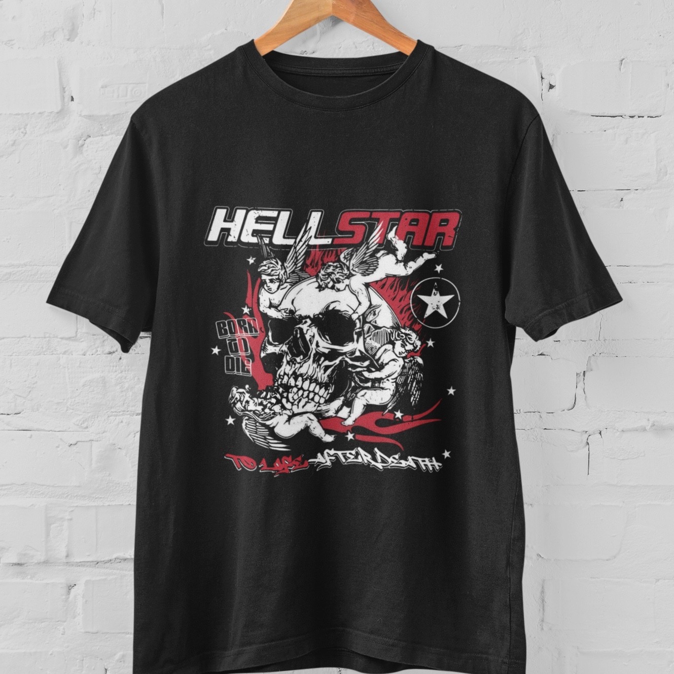 Gothic Skull Angel Graphic Streetwear Tee Punk Rock Biker Metal Dark Shirt gallery