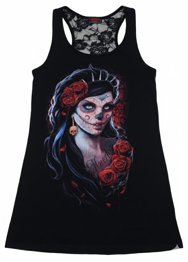Spiral Direct Womens Small Sleeveless T Shirt Day of the Dead Mexican Skull