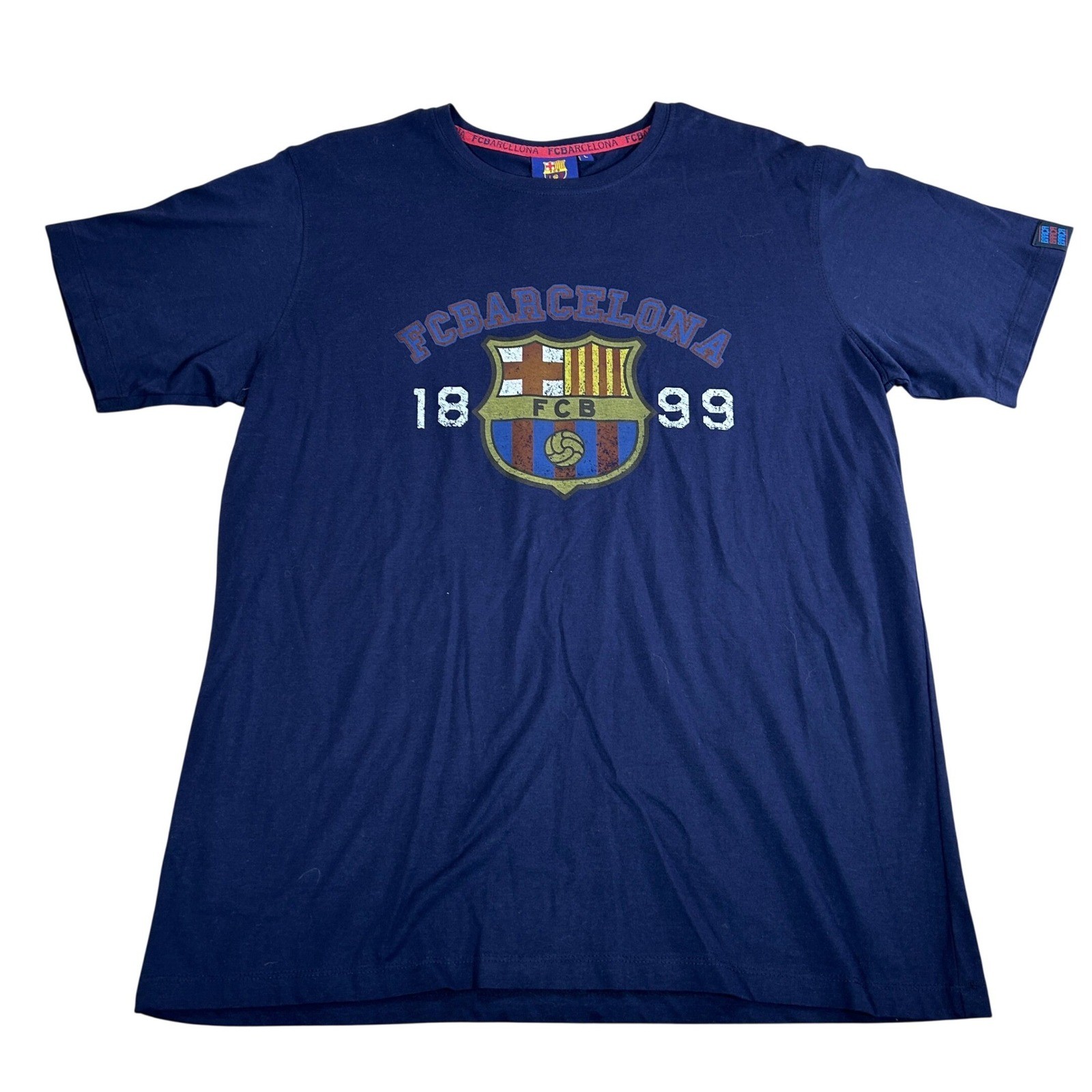 FC Barcelona Mens Large Navy Blue Graphic T-Shirt FCB 1899 Soccer Football Tee gallery