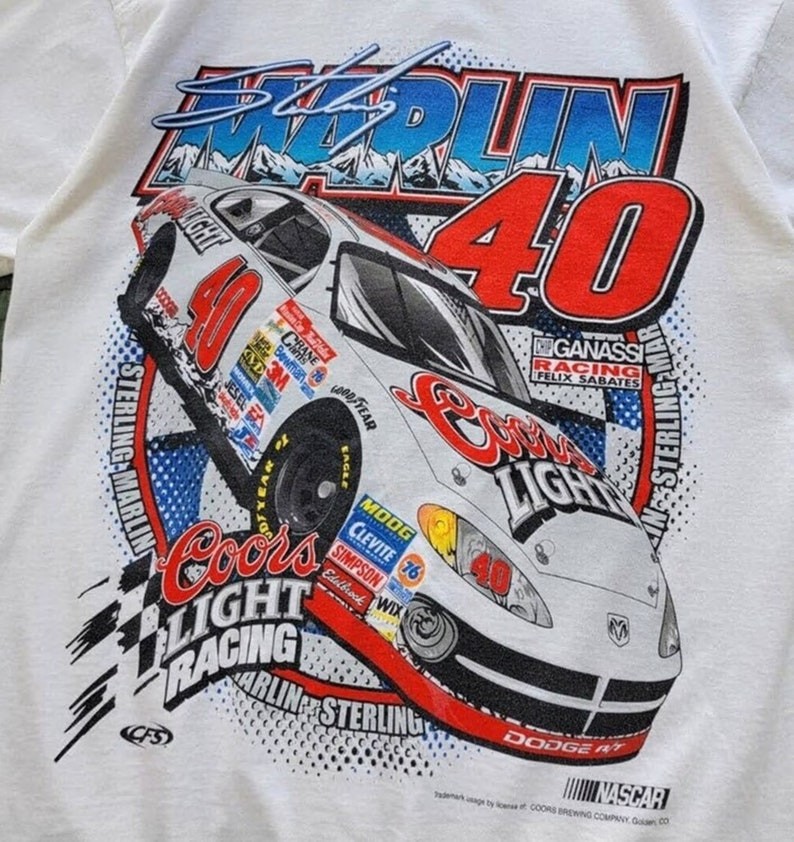 90s Sterling Marlin NASCAR Racing retro white T-shirt QT3533 gallery