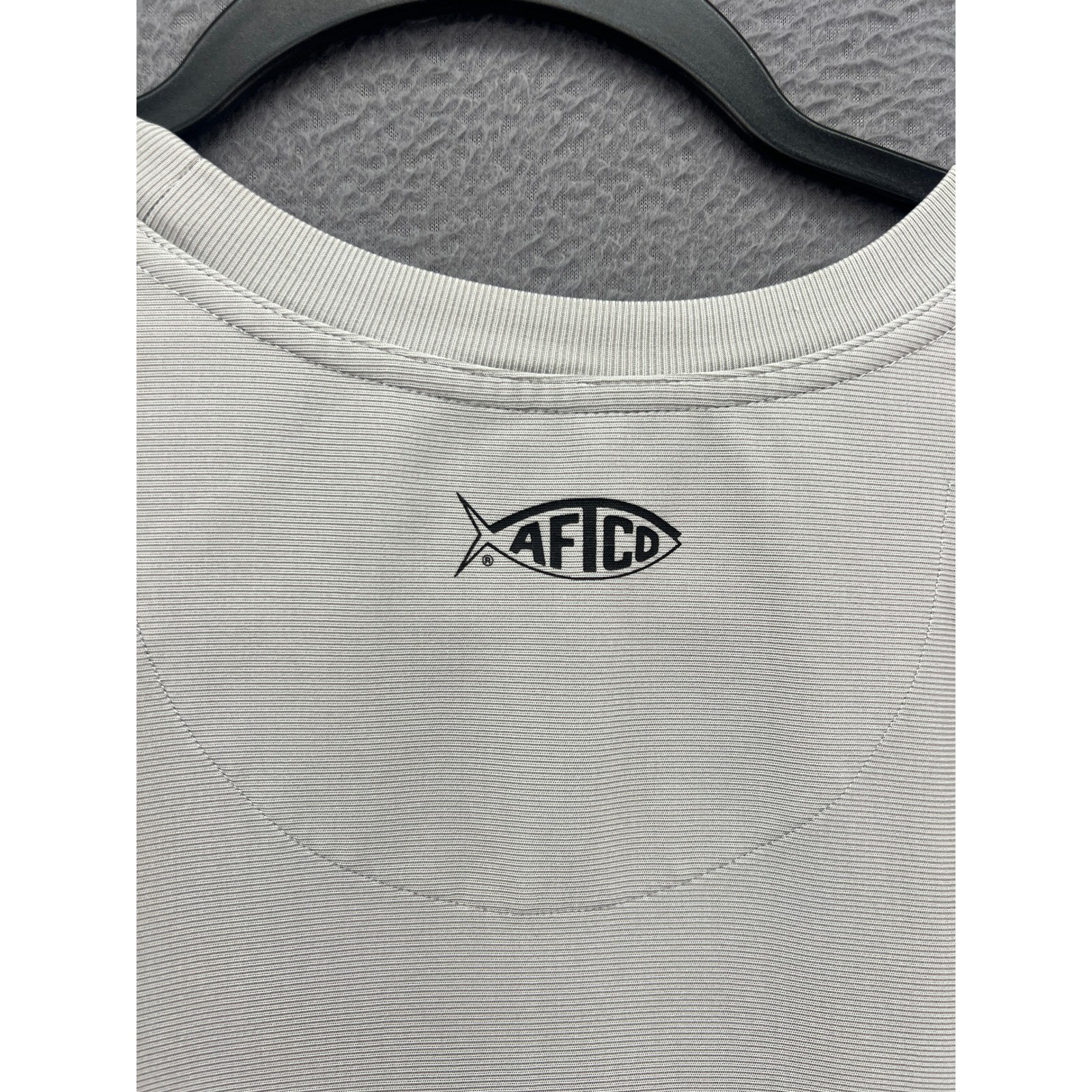 AFTCO Shirt Mens Long Sleeve Fishing Gray Performance Logo Tee Size L gallery