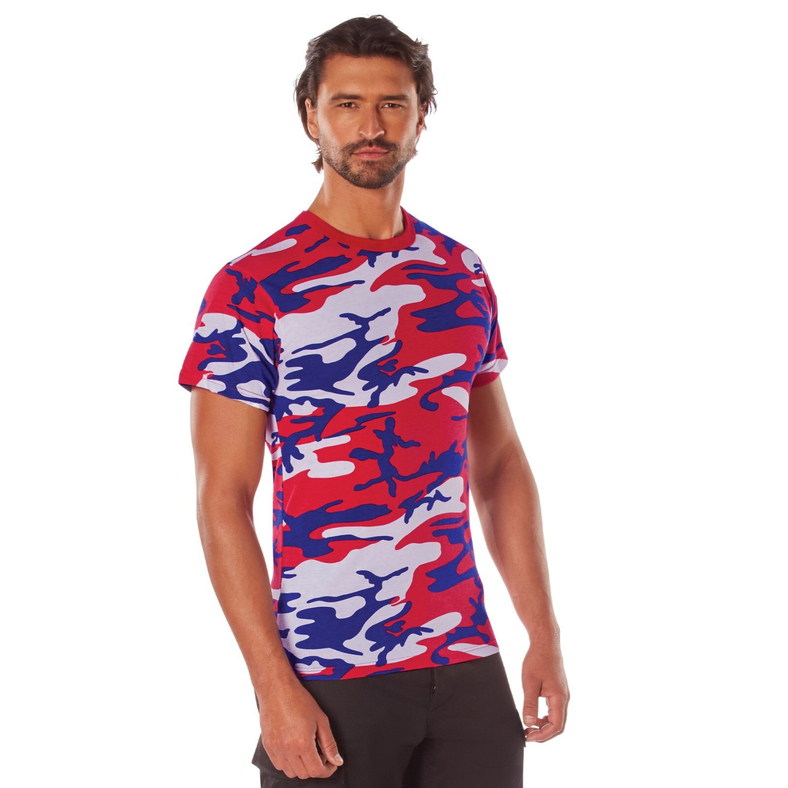 Men's American Camo Short Sleeve T-Shirt - Rothco Red White Blue Color Camo Tee gallery
