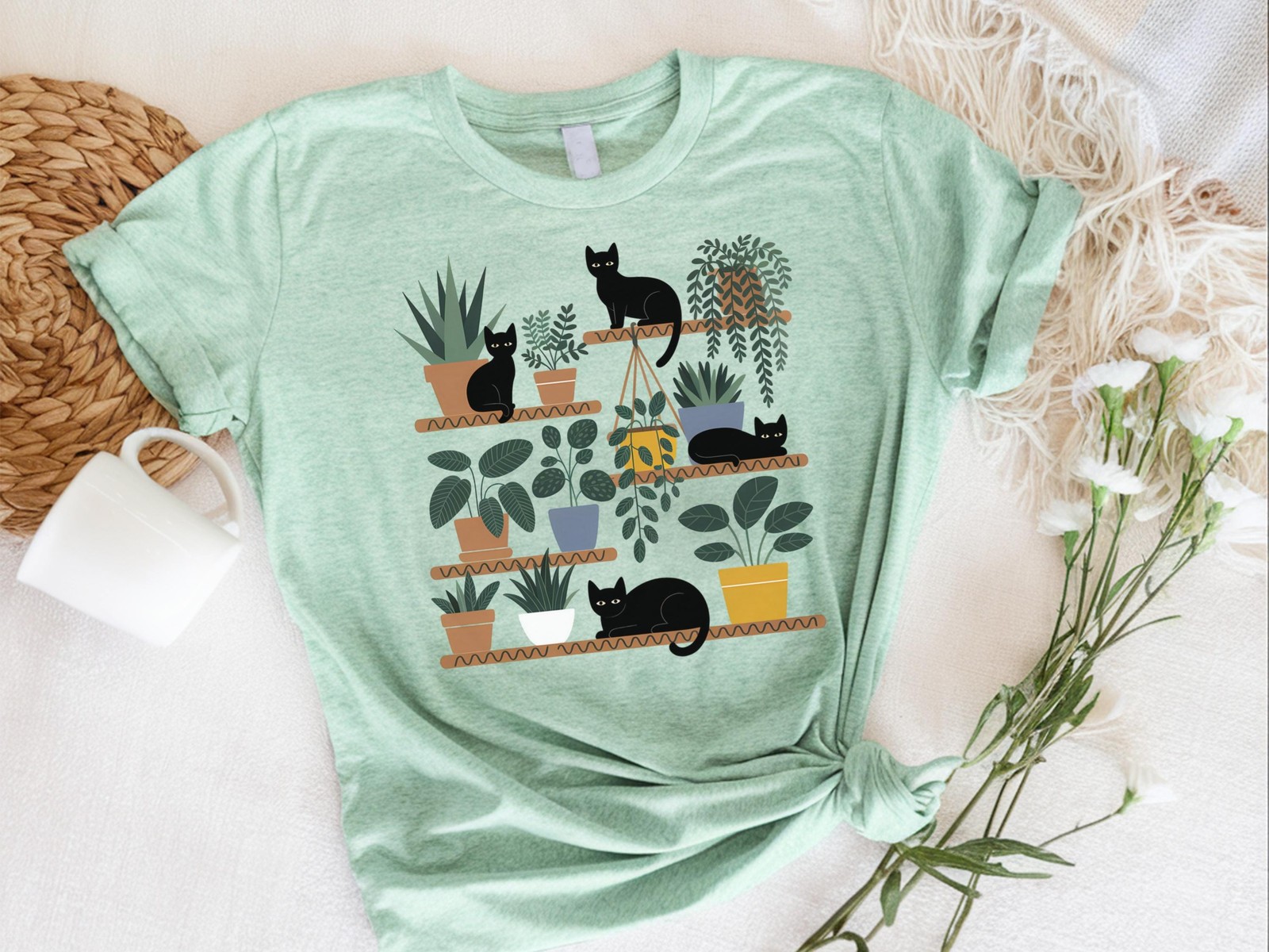 Cats and Plants Shirt Cat Lover Gardener Gift Succulent Plant Lady Tee gallery