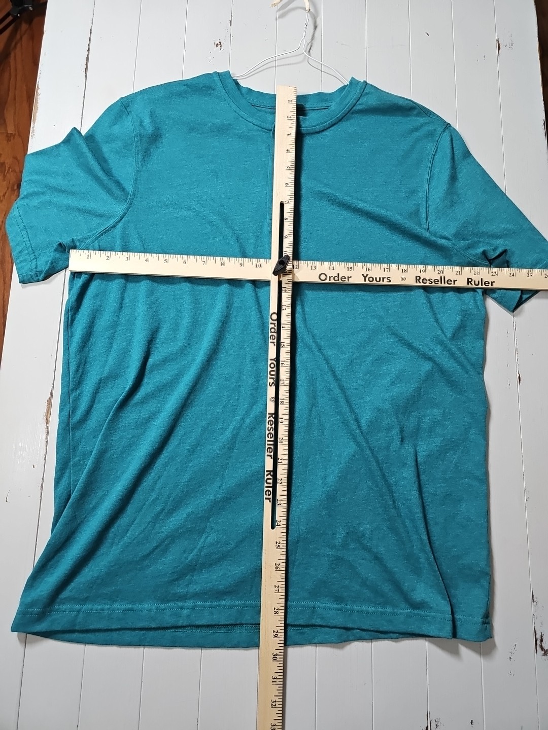 Croft & Barrow Men's Henley Shirt Easy Care Teal Green Short Sleeve Size Large gallery