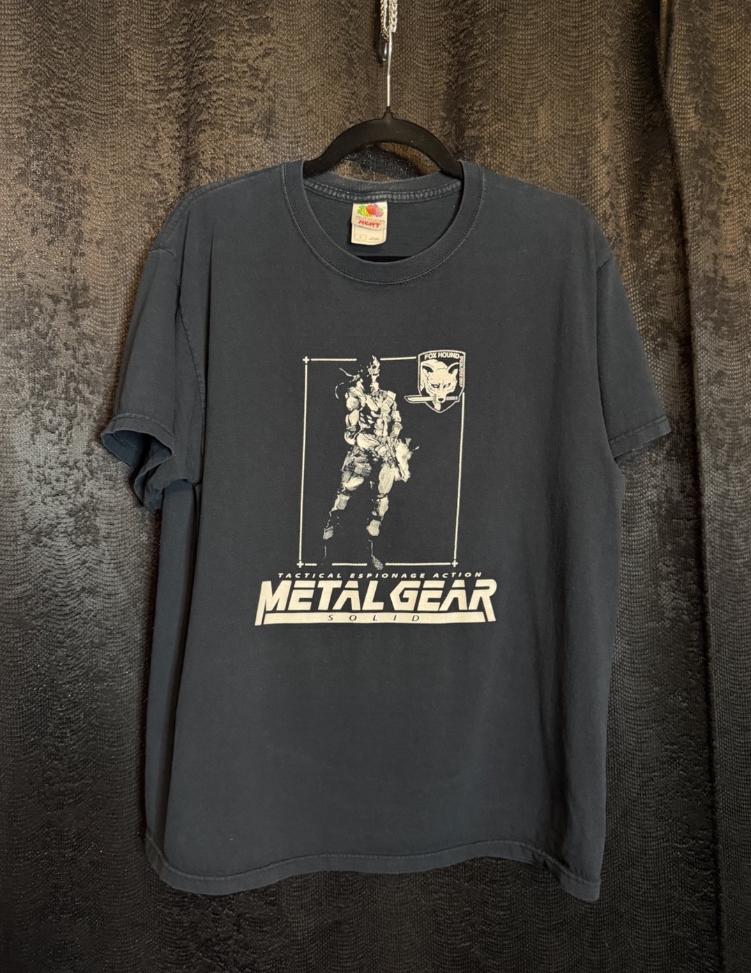 Vintage Metal Gear Solid Tshirt Large MGS Fox Hound Solid Snake Faded Black
