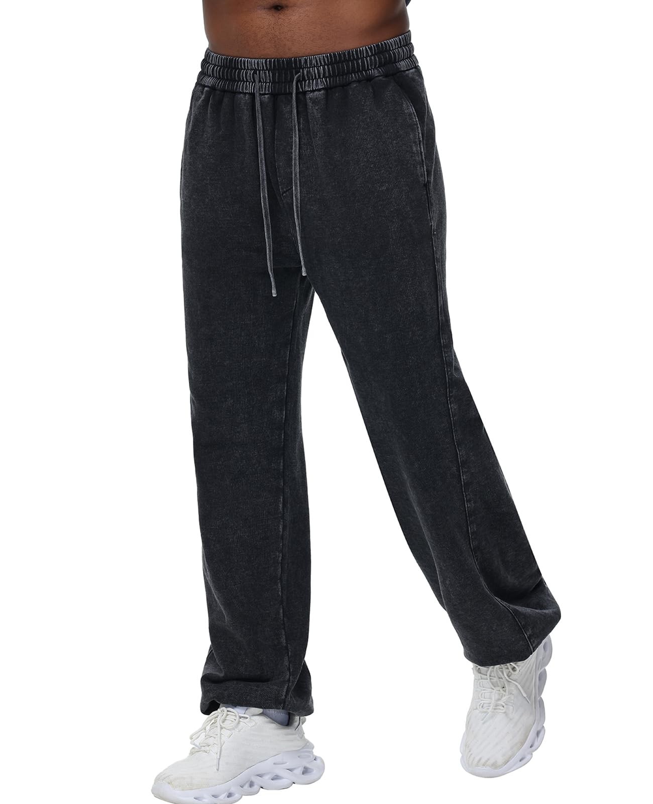 Mens Sweatpants Athletic Acid Washed Cotton Elastic Waist Drawstring Jogger P... gallery
