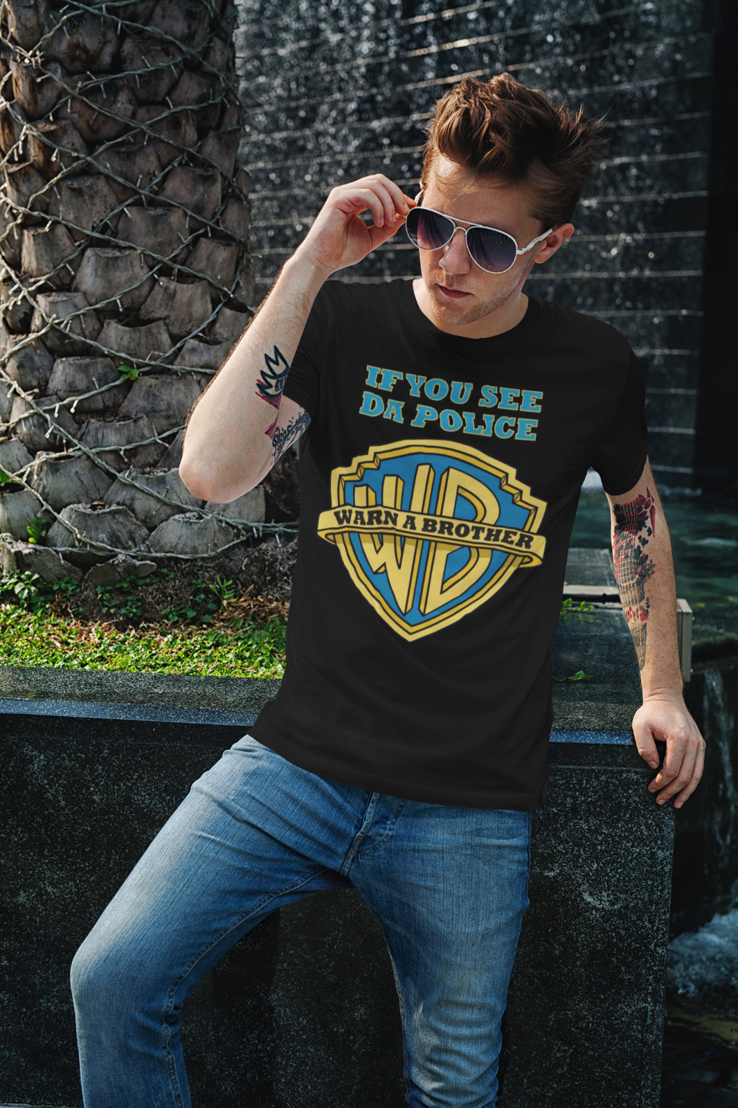 If You See Da Police Warn A Brother T-Shirt Funny Parody Tee Shirt Cops Swag gallery