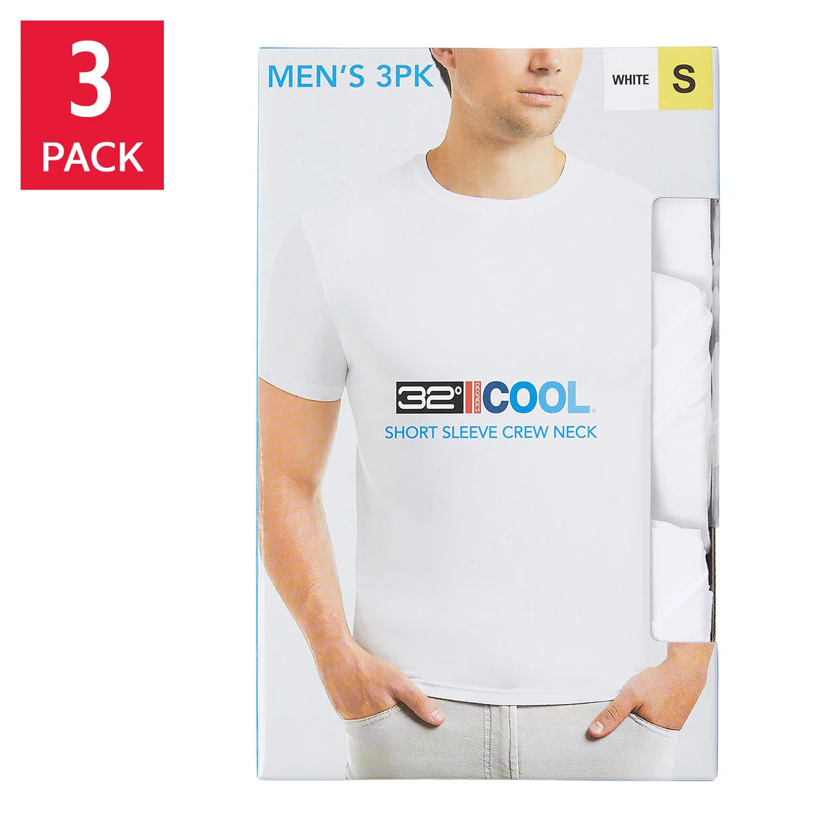 32 Degrees Cool Men's T-Shirt 3 Pack Quick Dry Stretch Crew Neck New Black White gallery