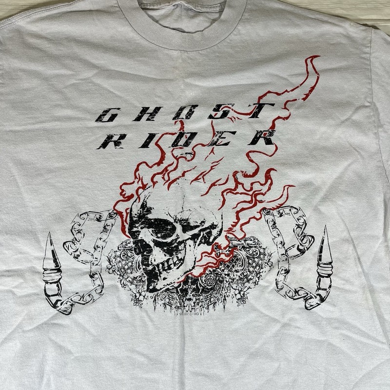 Vintage 2007 “GHOST RIDER” Nicholas Cage Marvel MOVIE PROMO SHIRT Size Large O1