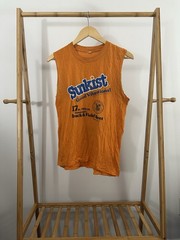 VTG 80s Sunkist Good Vibrations Soda Drink Thin Sleeveless T-Shirt Size M