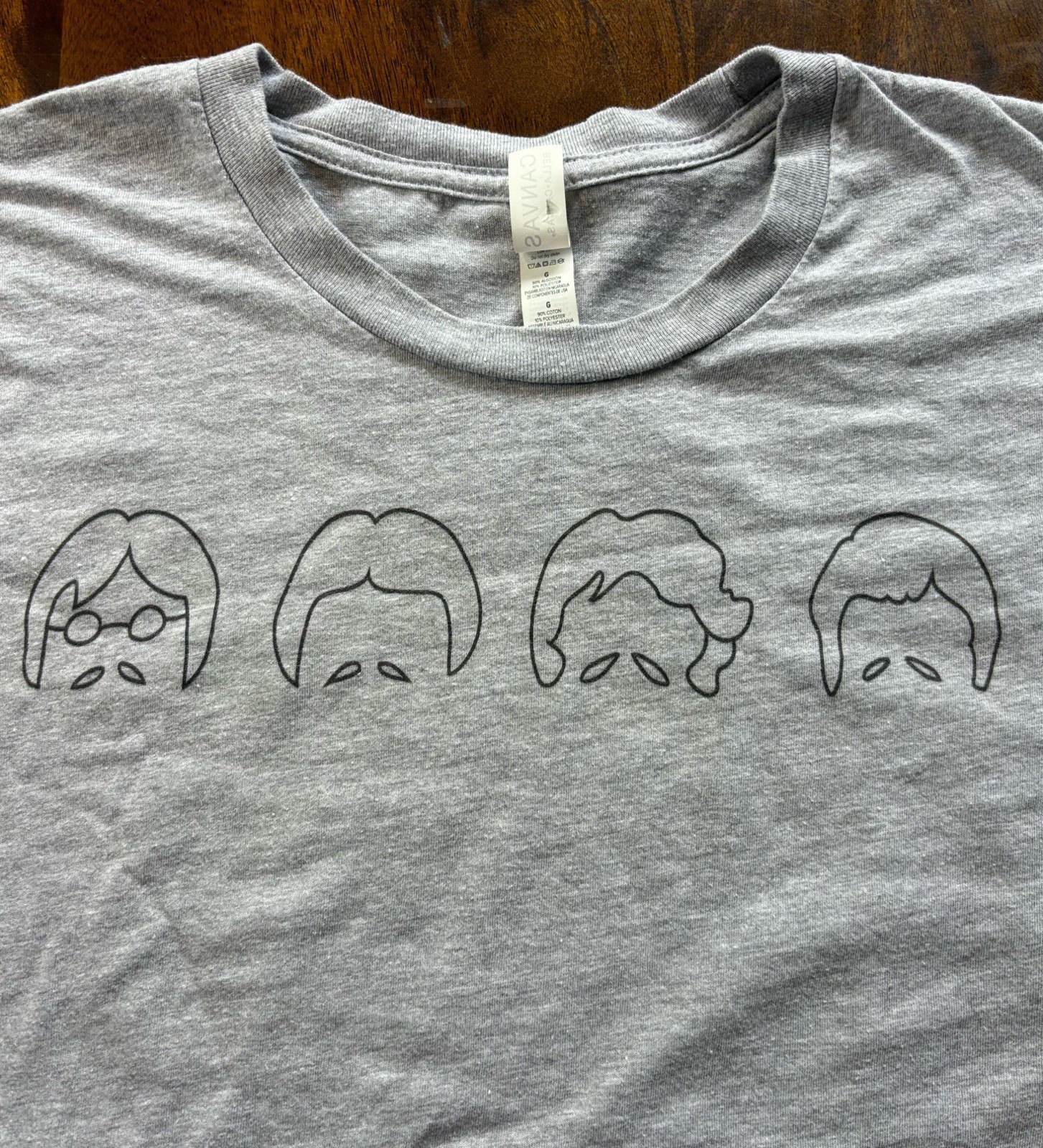 The Beatles Bella+Canvas Minimalist Line Art Short Sleeve Grey T-Shirt-Size L gallery