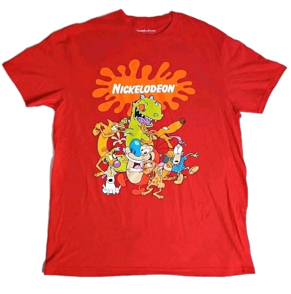 Nickelodeon Short Sleeve Multi Character. Red sz.L Chest 21in Length 29in NWOT