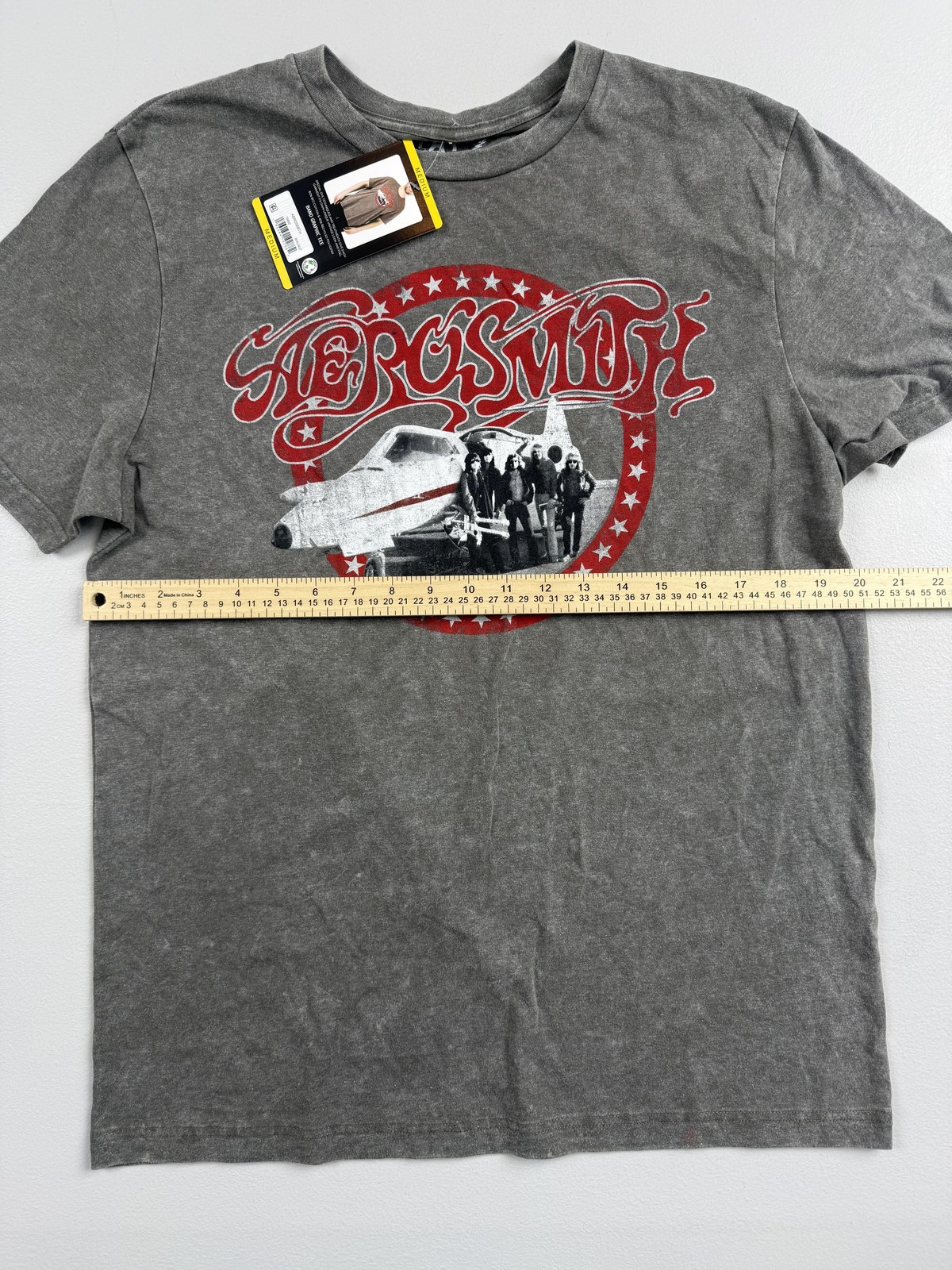 Aerosmith Shirt Mens Medium Gray Airplane Graphic Tee Rock Band Tagless Top gallery