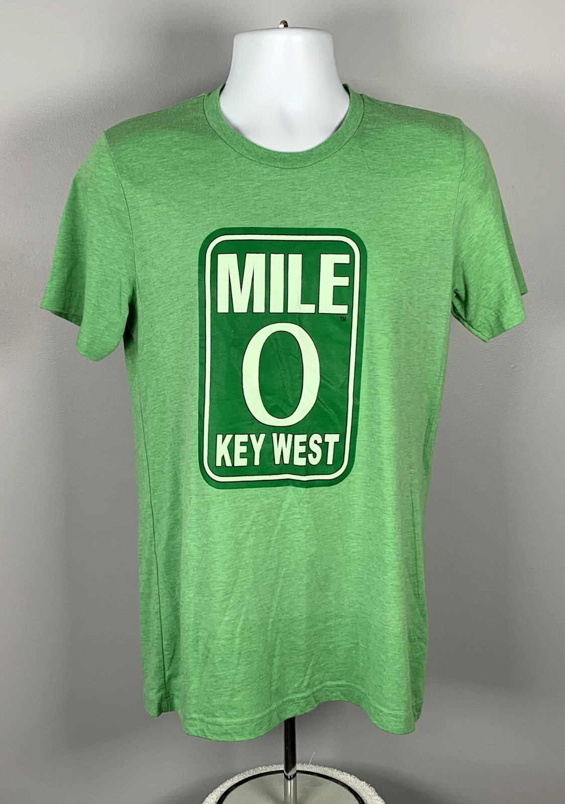 Key West Mile 0 Florida T Shirt Mens Medium Green Polyester Cotton Rayon Mix gallery