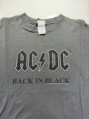 AC/DC Back In Black Band Tee Medium Faded Distressed Band Tee 2007 *HOLES VTG