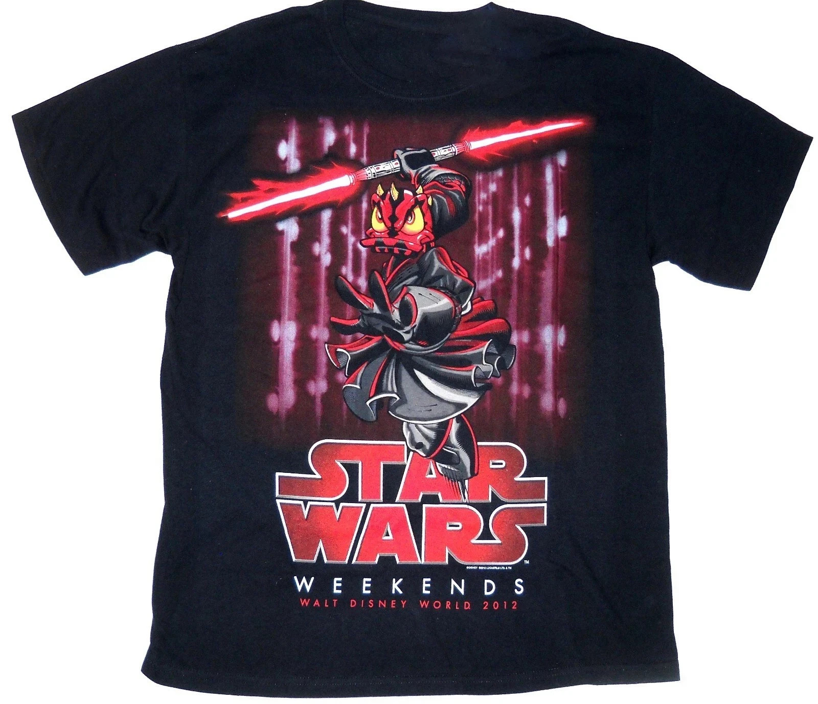 Disney Star Wars Weekends 2012 Donald Duck Darth Maul T-Shirt Reprint HM1634