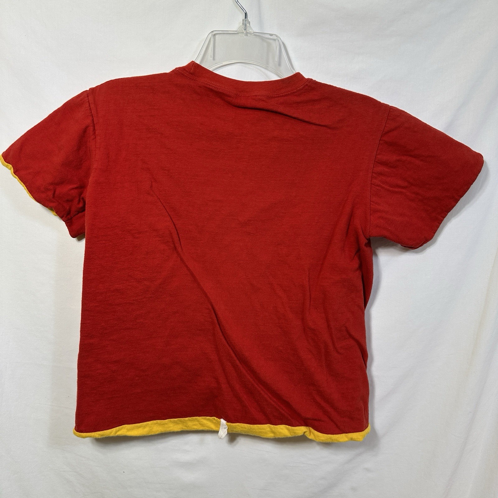 Vintage Double Face Reversible XS Red Yellow Short Sleeve T-Shirt Gym Athletics gallery