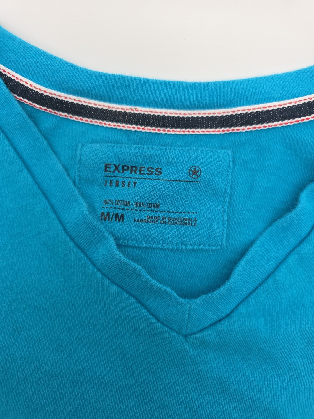 Express Jersey T-Shirt Men Medium V-Neck Blue Solid.#43665 gallery